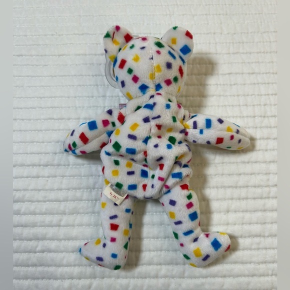 Retired, Vintage and Rare Ty Y2K Confetti Bear Beanie Baby with Errors. - Picture 3 of 8